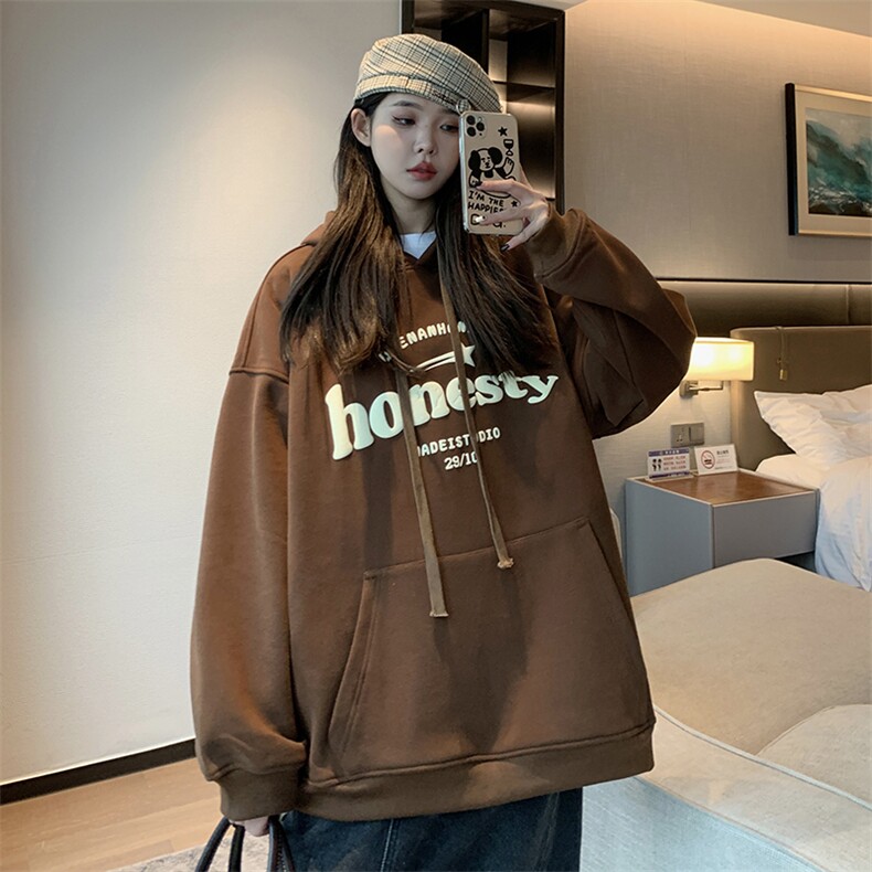 EQ181中性风女装美式街头复古连帽套头卫衣发泡字母印花春季外套,男装卫衣,电商C306-1