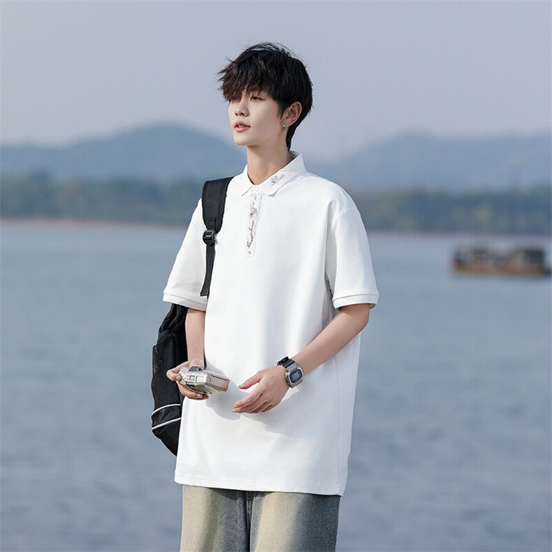 M-8XL夏季新款刺绣纯棉短袖翻领POLO衫2516-P40.45（控69），男装Polo衫，星座109-1