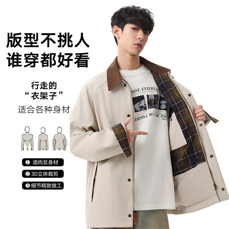 翻领夹克男春季简约宽松潮流百搭上衣服JK268-P78,男装夹克,星座308B-2