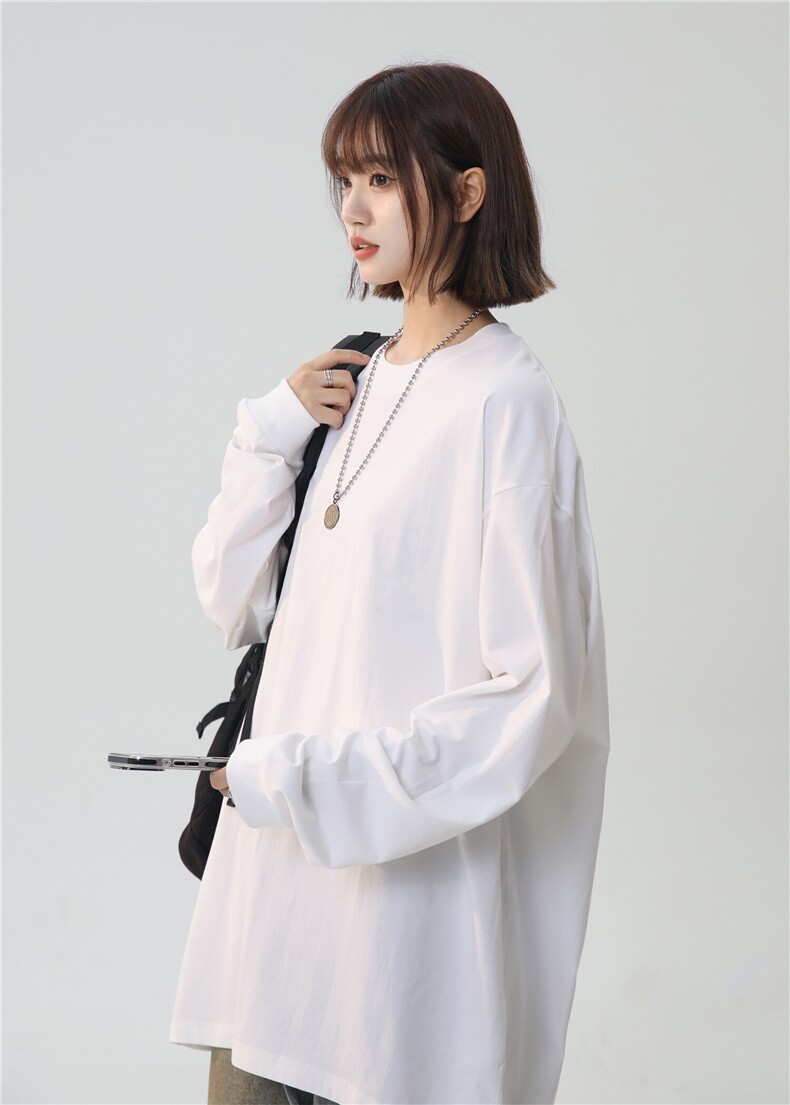 2025春季新款袖口螺纹230高克重纯棉长袖T恤打底衫A158-T222-P18,男装T恤,电商A158