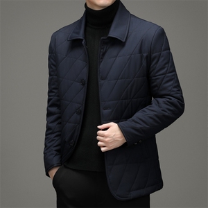 冬季中年男士商务休闲棉服轻新款翻领加厚保暖棉袄爸爸装外套图片