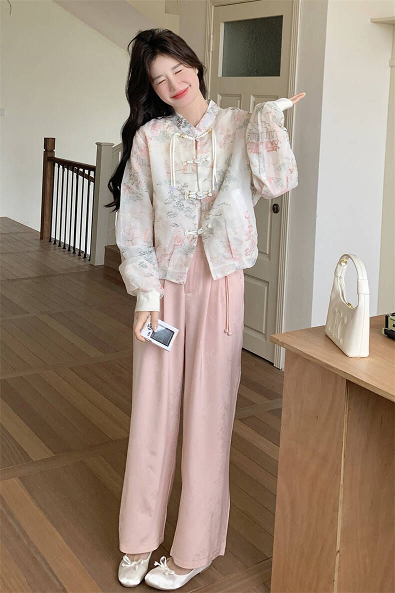 长裤哈伦裤薄款休闲裤轻熟时尚夏季气质高腰复古宽松显瘦气质高腰,女装套装/套裙,2C028