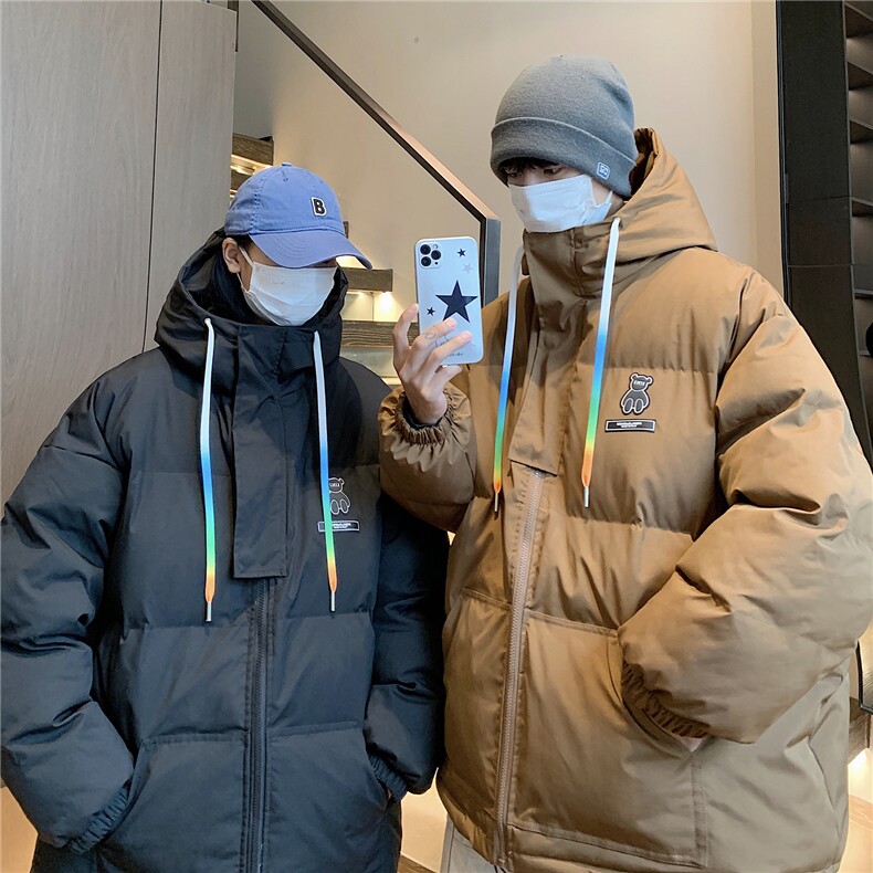 情侣装冬装小熊加厚宽松连帽面包服棉衣外套情侣装棉服G1033P128,男装棉衣,电商A339