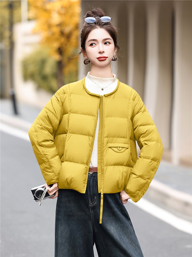 高蓬品质90白鸭绒圆领茧型面包服冬季短外套2025韩版新品小个子女,女装羽绒服,意芙