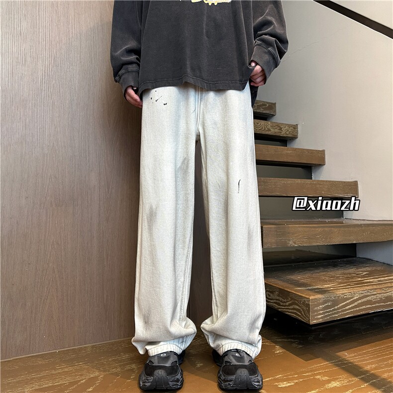 XZ616 秋季新款重磅水洗扎染白色牛仔休闲长裤 TY1018 特P65控78图片