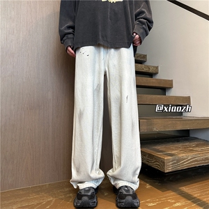 XZ616 秋季新款重磅水洗扎染白色牛仔休闲长裤 TY1018 特P65控78图片