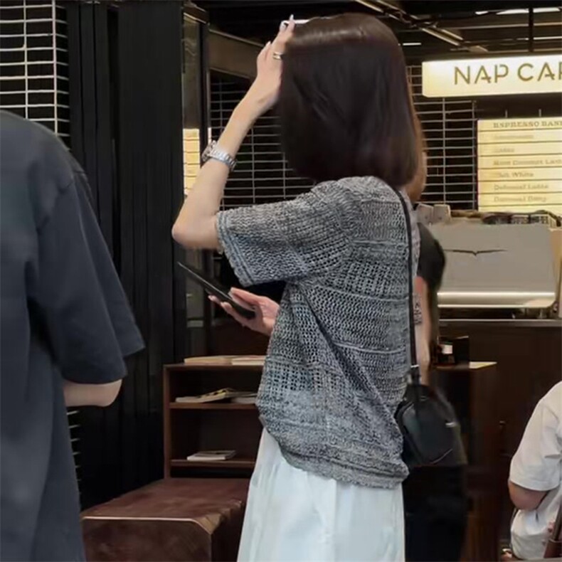 夏季新款简约莱赛尔天丝短袖女宽松百搭显瘦时尚休闲上衣,针织衫/毛衣,斯美雅安迪绒