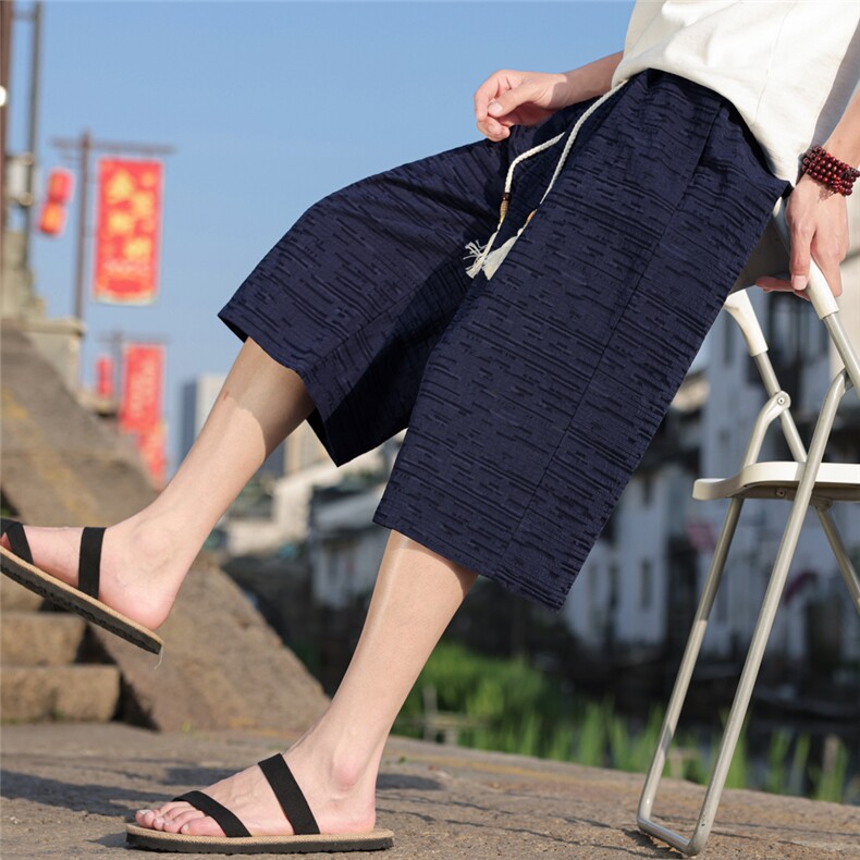 夏季风男装棉麻七分裤直筒超宽松休闲中裤A266-1-KZ880-P56图片