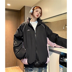 中性风冬装双面穿条纹织带棉服拼色棉衣休闲外套男G1101P138，男装棉衣，电商A339