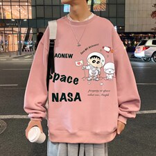 卫衣男春季美式重磅潮牌潮流宽松圆领上衣oversize大码长袖打底衫图片