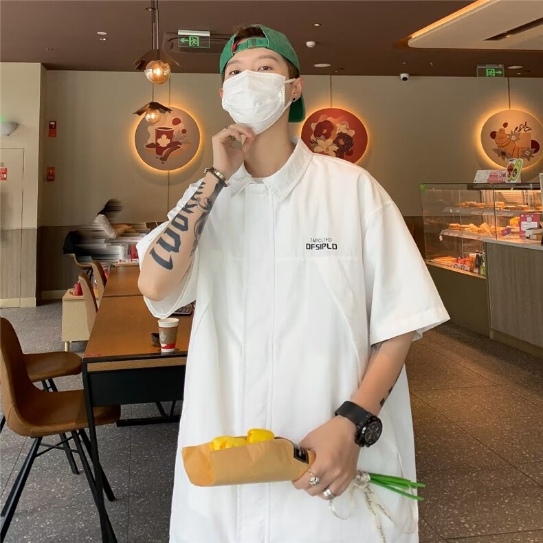 百搭标准男气质潮慵懒新款春季短袖ins衬衫C4507P35,男装衬衫,星座1116-2