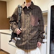 美式复古格子衬衫男秋季新款潮牌宽松长袖CX2-P36，男装衬衫，星座1109-3