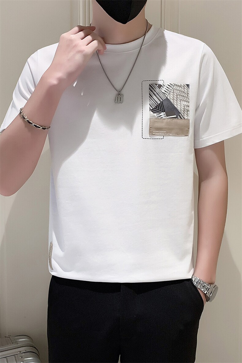 夏季2025新款短袖T恤男潮牌印花半袖男装上衣A313-5806-P48,男装T恤,电商A313