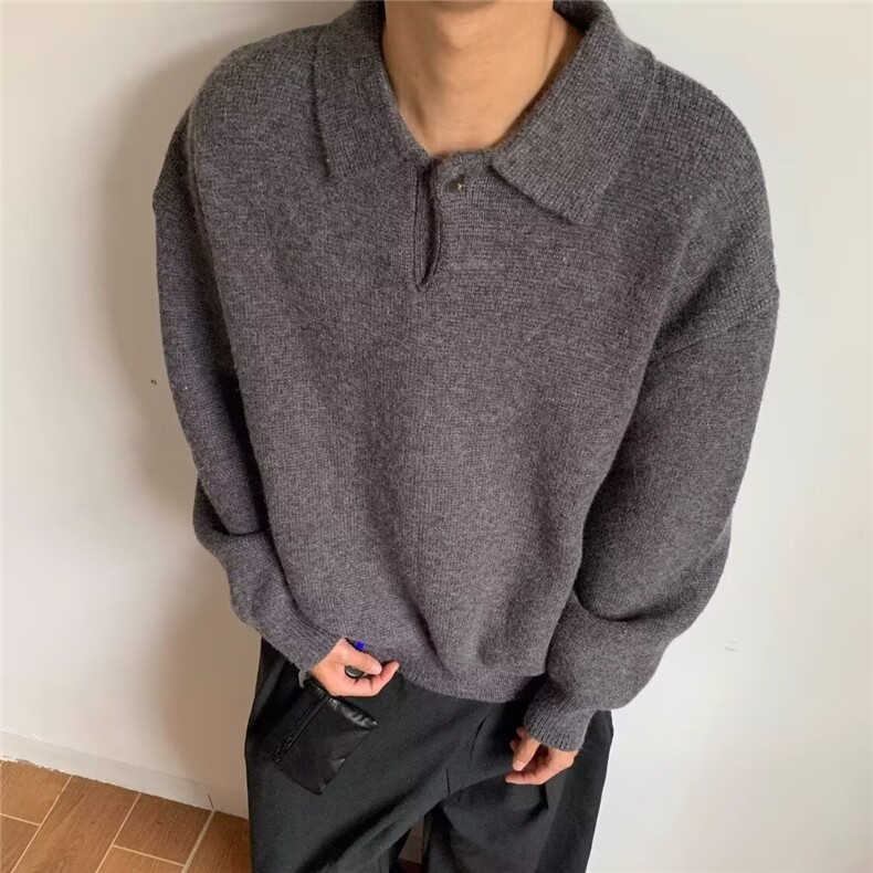 JY279-P52美式复古休闲慵懒风V领针织衫男纯色外套网图,男装针织衫/毛衣,星座1501-3