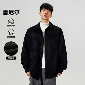 25秋季雪尼尔420g重磅鱼骨纹男大码休闲夹克外套J5268-特P45控88图片