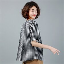 衬衫时尚潮流舒适2021年夏季V领套头短袖个性气质，女装衬衫，叶笙衣