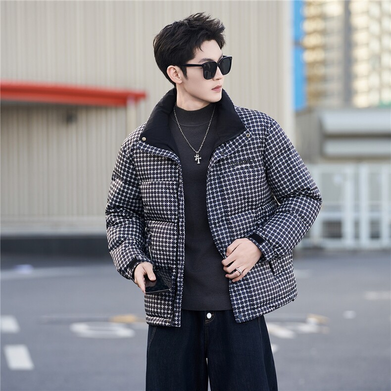 标50绒主推男士格子立领羽绒服保暖外套2503-P195(控券后288)，男装羽绒服，电商B328