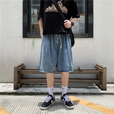 夏季复古直简裤ins高街水洗牛仔短裤百搭阔腿五分裤K3654-P33，男装牛仔裤，星座512-2