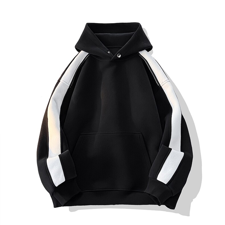 得物二开拼接加绒卫衣男连帽套头潮流款外套A266-WY90-P50加绒60，女装短外套，电商A266