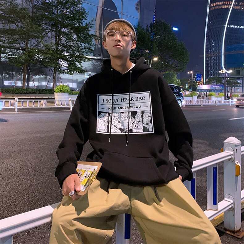 WY10-P48秋冬男装港风大码时尚潮流连帽卫衣男套头衫,男装卫衣,电商B369（原A024）
