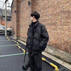 23新款冬季复古加厚保暖立领棉服男士宽松休闲压皱设计面包服，男装棉衣，星座218-8
