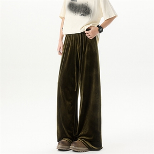 8XL-M 加绒美拉德宽松金丝绒阔腿裤垂感拖地裤K993P55加绒65控78图片