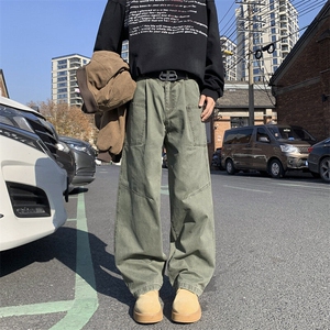 25年春纯棉洗水休闲裤宽松工装裤外景模图现货C323-1-C7807-TP55图片