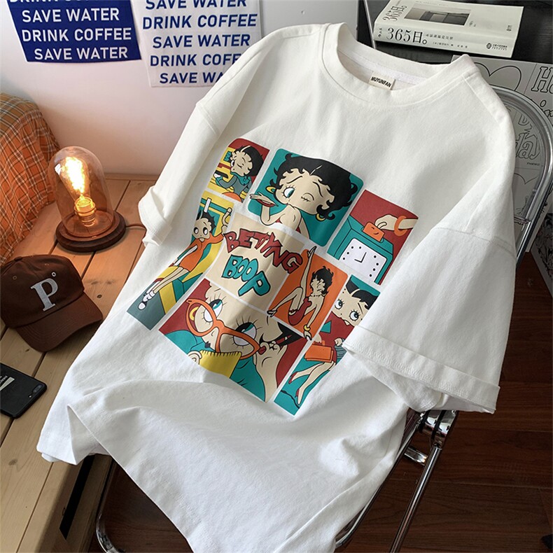 纯棉200gT恤短袖中性风ins爱心情侣款图案B225-T1108-P29-X39,男装T恤,电商B225