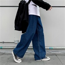 主推ins韩版新款纯色牛仔裤男潮牌宽松直筒长裤子1008-kz206-p35图片