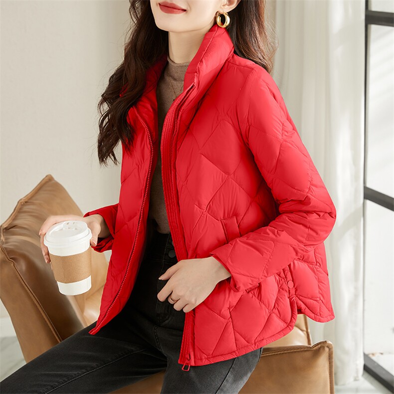 2022年冬季新款短款羽绒服立领拉链休闲90%白鸭绒加厚款，女装羽绒服，蝶眷