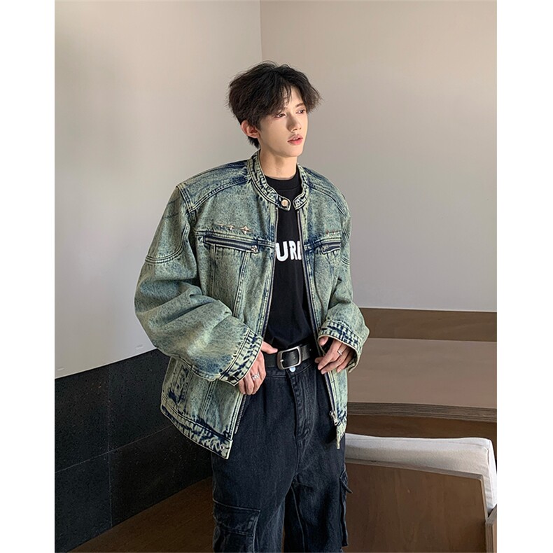 1303B-JK5501-P98138原版做工洗水拉链设计牛仔外套,男装工装外套,星座1303B