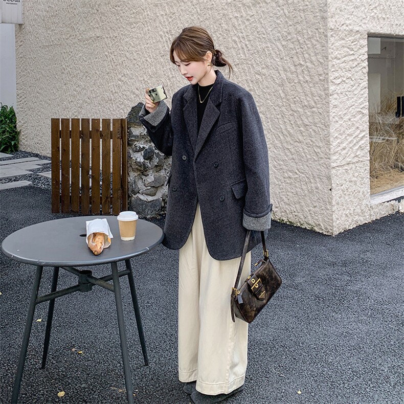 黑色高级感轻熟风90羽绒服女2025冬季新款韩系气质淡人西装外套图片