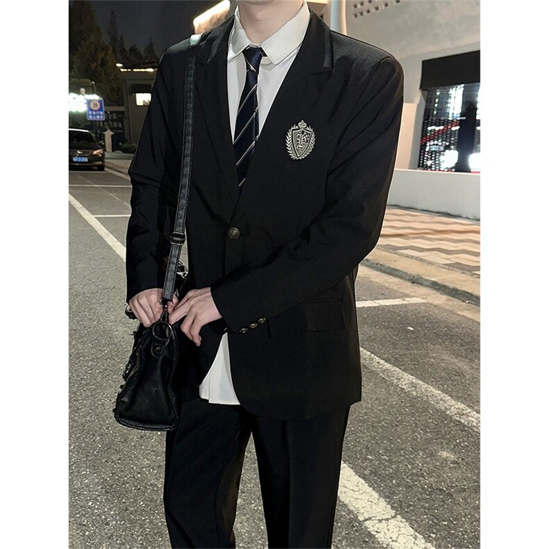 学院风男生西服上衣ins英伦风学生痞帅西装外套班服潮JKW66,男装西服套装,星座516A
