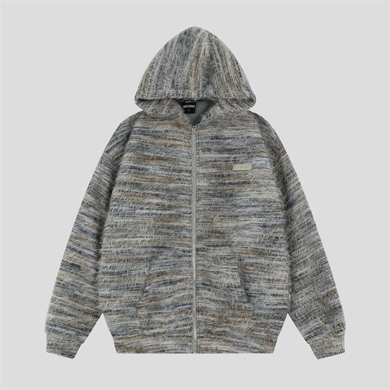 【现货】XZ1218MY9573特价P66美拉德油画渐变条纹毛衣开衫外套,男装针织衫/毛衣,星座1218（原611-3）