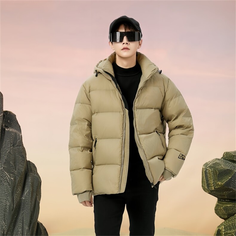 新款时尚韩版男士情侣刺绣黑金连帽白鸭绒羽绒服男,男装羽绒服,星座301D-5(原星座1415）
