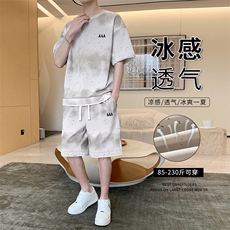渐变色扎染短袖T恤套装男五分短袖休闲运动套装217-2-TZ08-特P55，男装休闲套装，星座217-2