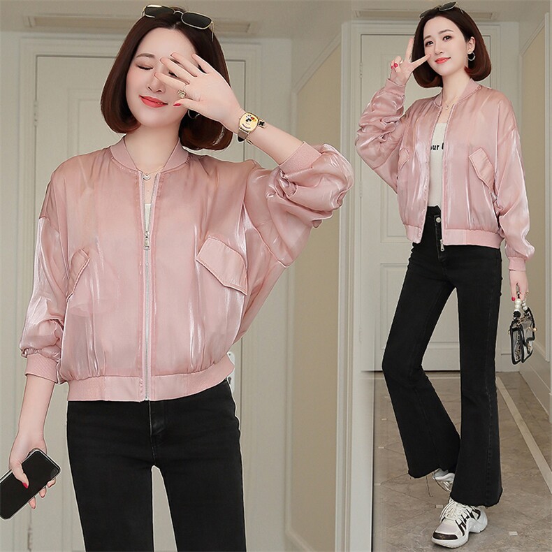 2022年夏装防晒衣通勤短款宽松圆领拉链薄款外套女，女装防晒衣，依万里