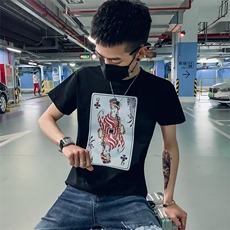 T052021年夏季新款社会小伙反光短袖男创意潮流印花T恤，男装T恤，星座102A（原电商D309-1）