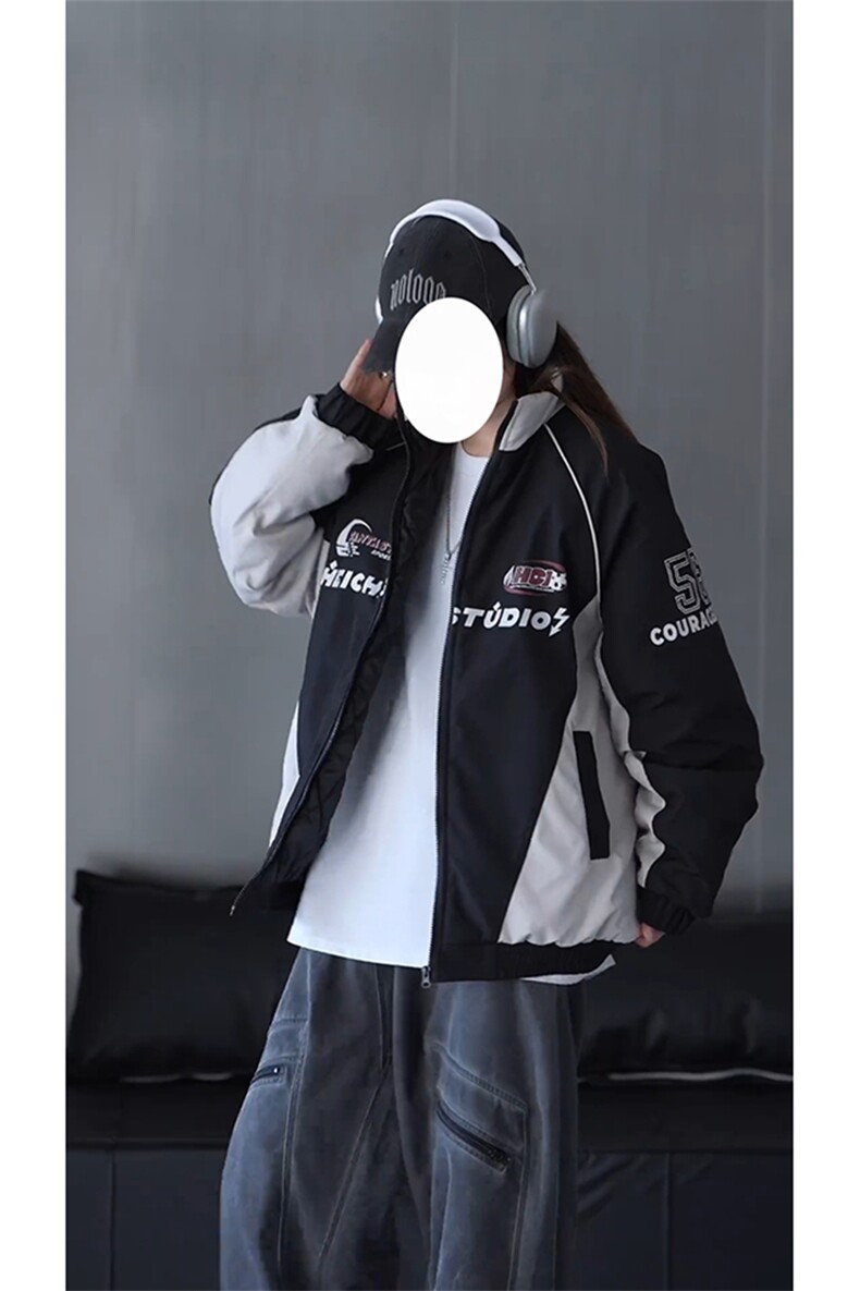 抖音视频截图只展示大货印花立领机车潮牌棉服77950特P85,男装棉衣,星座226-2