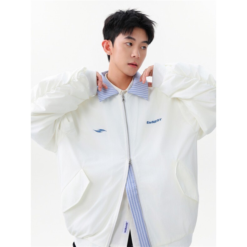 miu系假两件条纹拼接翻领夹克WT2551-特P70-控138,男装夹克,星座609