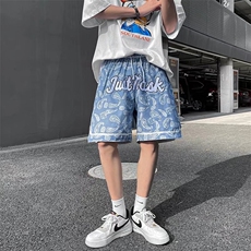 2023夏季潮满印刺绣字母提花纯棉短裤Z08P32，男装休闲裤，星座1116-2