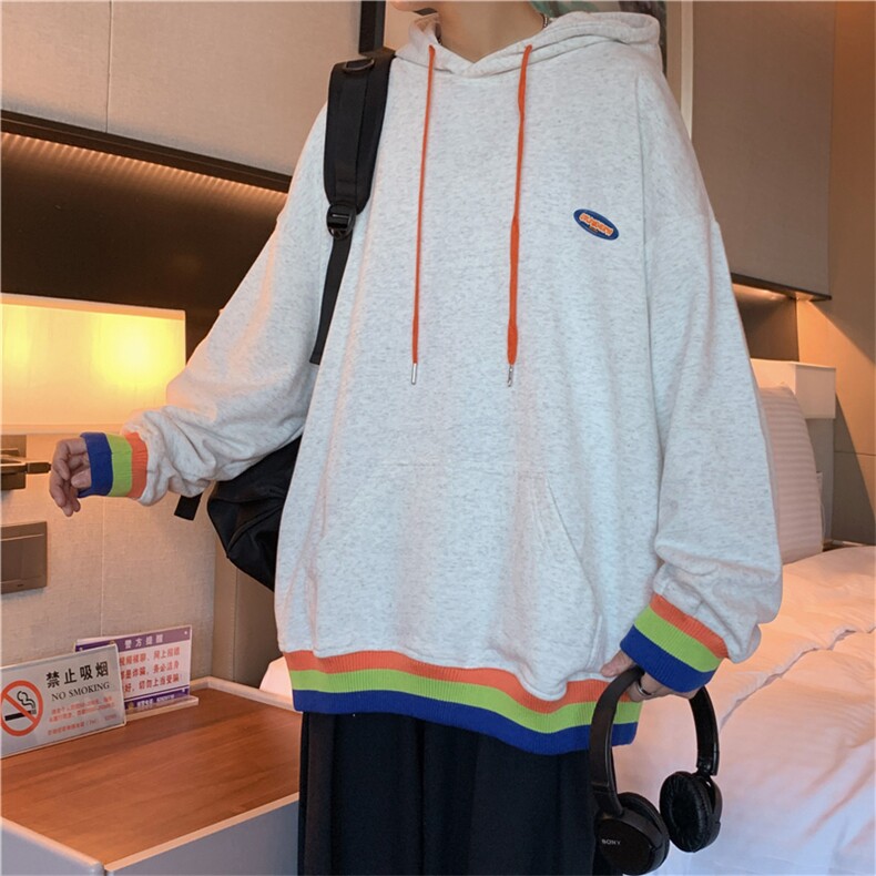 春秋新款韩版潮流开衫港风棒球服宽松百搭连帽卫衣彩条W1449-P38,男装夹克,星座512-4