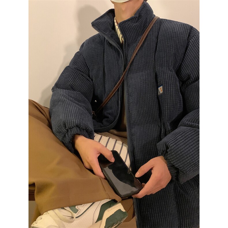 新款灯芯绒棉衣男女立领情侣加厚棉服冬季外套保暖面包服V11-P90图片