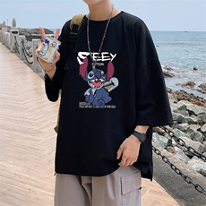 Q11038-P30春夏季七分袖t恤男大码五分袖男短袖中袖，男装T恤，电商A040