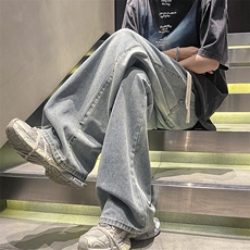 美式复古牛仔男夏休闲潮牌美式高街长裤微喇裤2513p48，男装休闲裤，电商D315