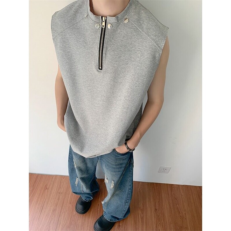 夏季重磅纯棉男士背心坎肩时尚男款无袖上衣男，男装背心/马甲，星座1013