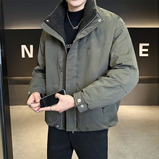 90新标呢料织带拼接立领白鸭绒羽绒服帅气外套YR5606-P299，男装羽绒服，电商D342
