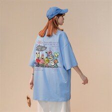 中性2022夏季新款海绵宝宝可爱图案情侣短袖T恤T1079P25控38，女装T恤，A247A