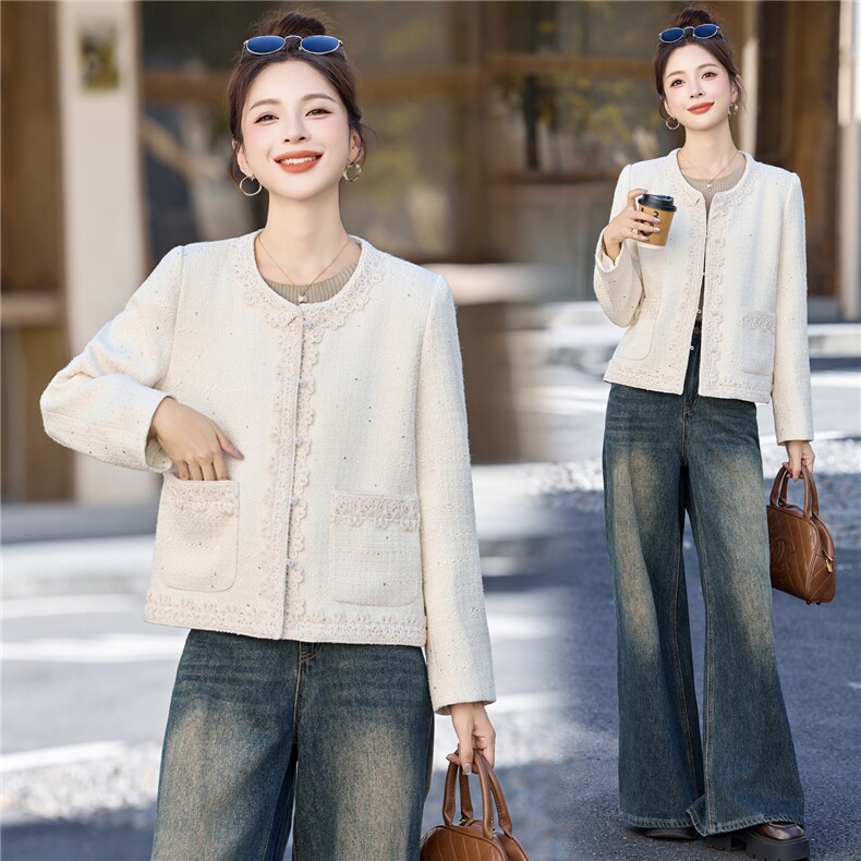 2025秋装新款简约时尚小香风时髦外套，女装短外套，罗腾