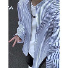 秋季新款设计感条纹衬衣男宽松休闲百搭高级感衬衫C2270-特价P45，男装衬衫，电商A007